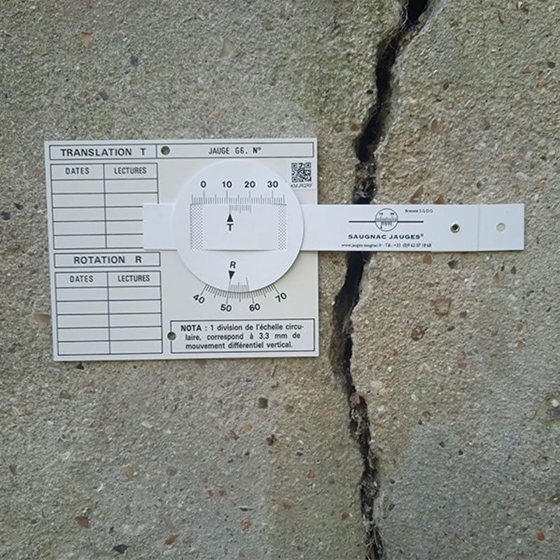 Jauge G6 - Fissuromètre bi-axial pour le suivi des fissures Saugnac