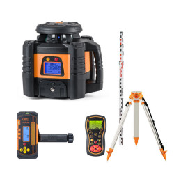 Pack Laser rotatif pas cher automatique à pentes FL 150 H-G et cellule fr 60-MM Geofennel avec trépied et mire