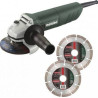 Meuleuse Metabo 125mm W820-125 + 2 disques diamant