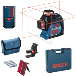 Laser BOSCH GLL3-80P + Support BM1 Plus + Cellule LR 2 en L-BOXX + 1 meuleuse offerte!