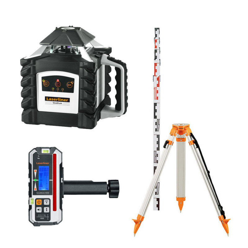 Niveau laser rotatif simple pente Laserliner Quadrum M350S - trépied et mire