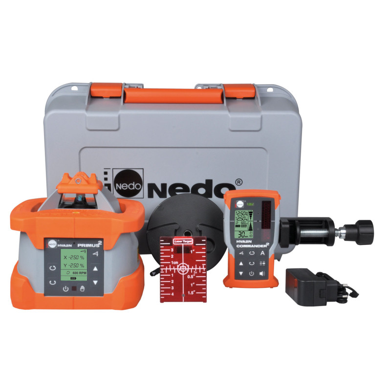 Laser rotatif double pente horizontal / vertical Nedo Primus 2 HVA2N - Cellule, trépied et mire