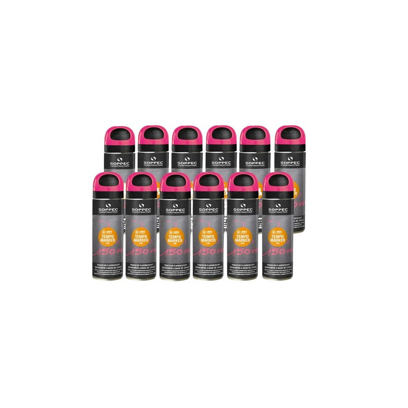 Traceur chantier temporaire Rose Fluo TEMPO MARKER SOPPEC - Carton de 12