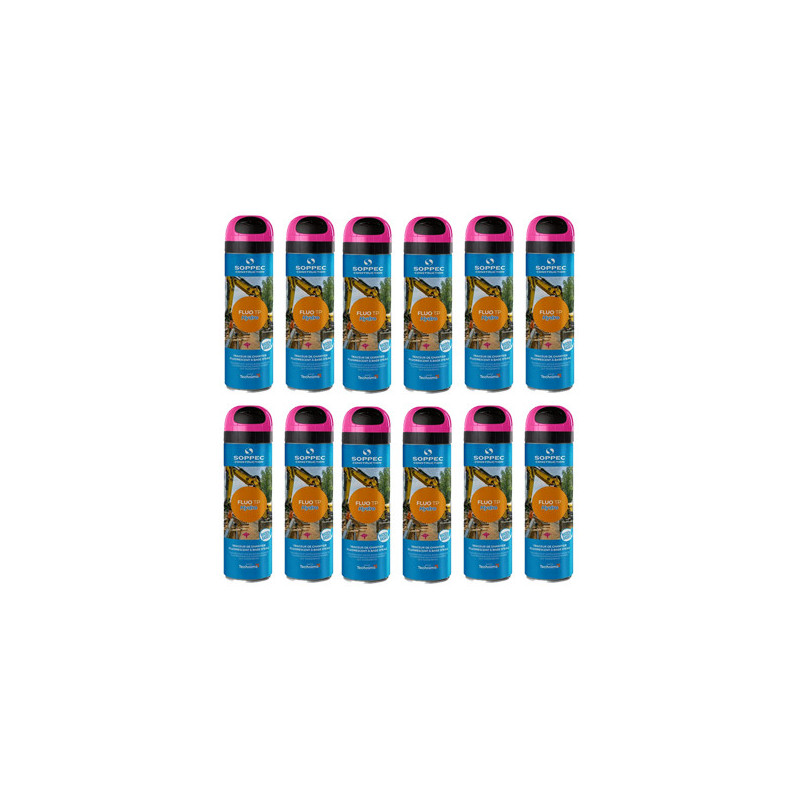 Traceur de chantier Rose FLUO TP Hydro SOPPEC - Carton de 12